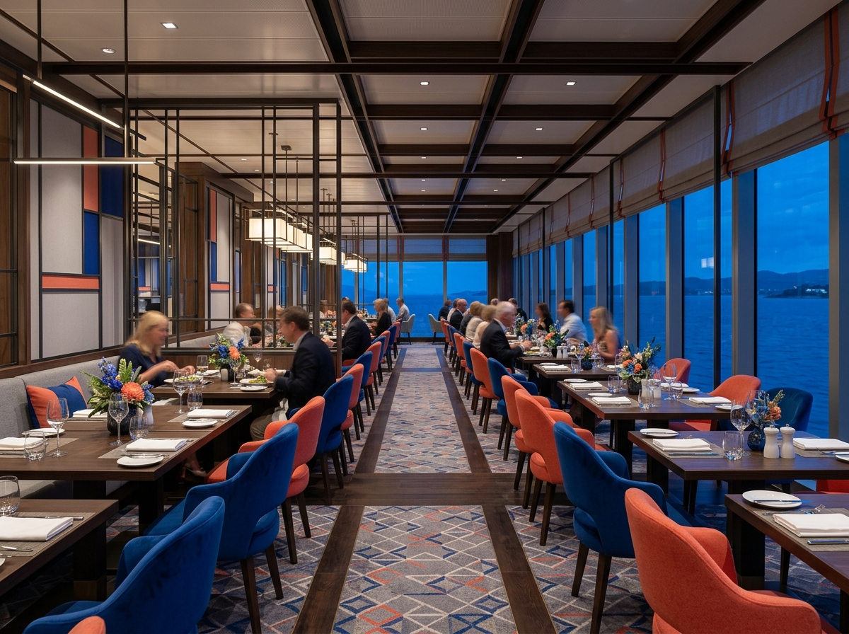 Conceptual view of dining grid aboard a modern cruise ship