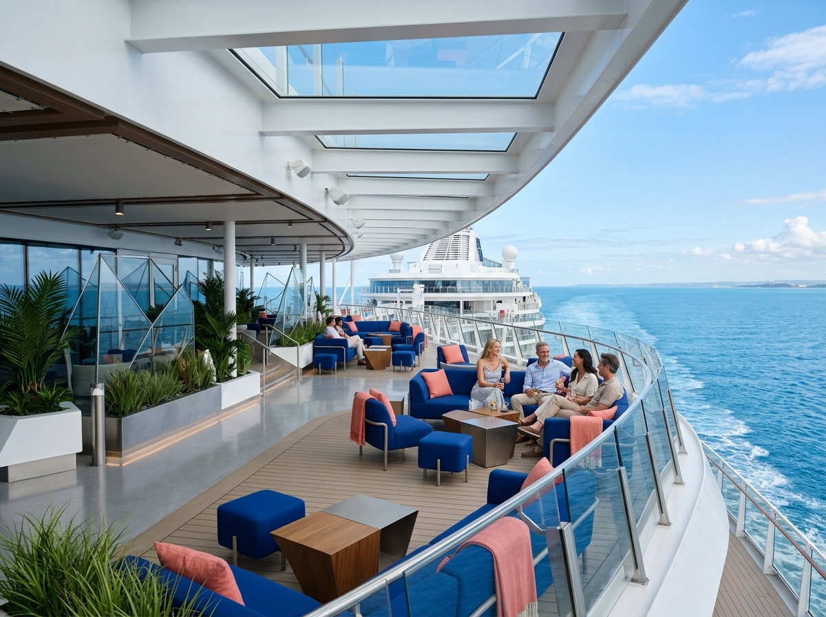 Conceptual view of observation deck aboard a modern cruise ship